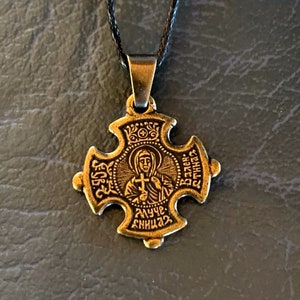 Saint Valentina cross pendant. Icon Necklace. Female Orthodox Saints. Religious gift.