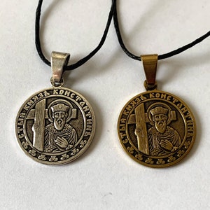 Saint Constantine the Equal of the Apostles Icon Pendant Necklace. Christian Medal Charm. Religious gift.