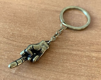 Middle Finger Keychain, Funny Keyring, Gift for Friend, Gift for Coworker, Key Holder, Hand Figurine Giving Middle Finger
