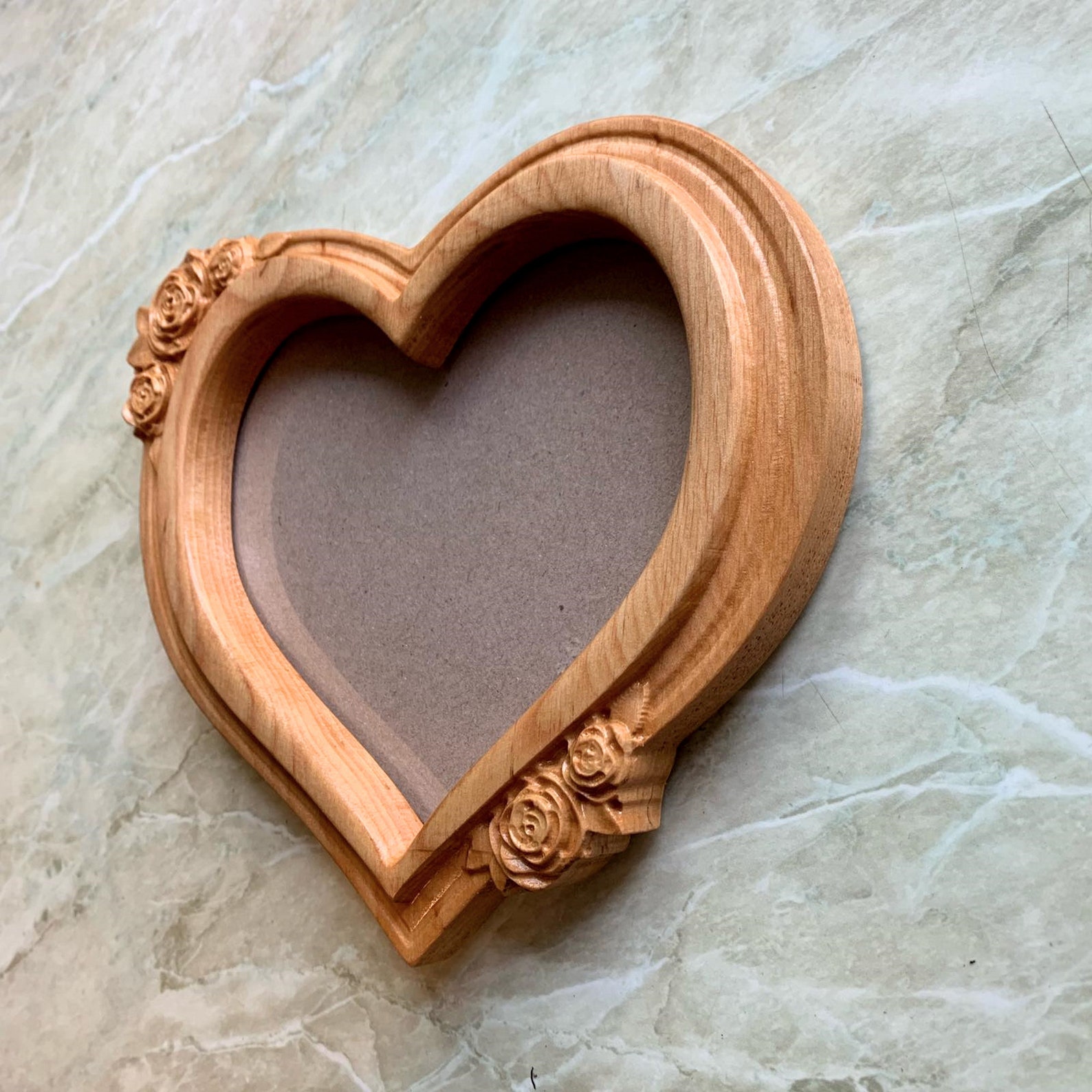 Wooden Heart Shape Photo Picture Frame Wood Carving Handmade Etsy