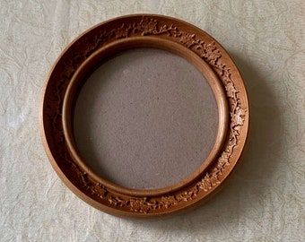 Round Photo Picture Frame Wall Mounted Home Decor Embroidery Frame Solid Wood