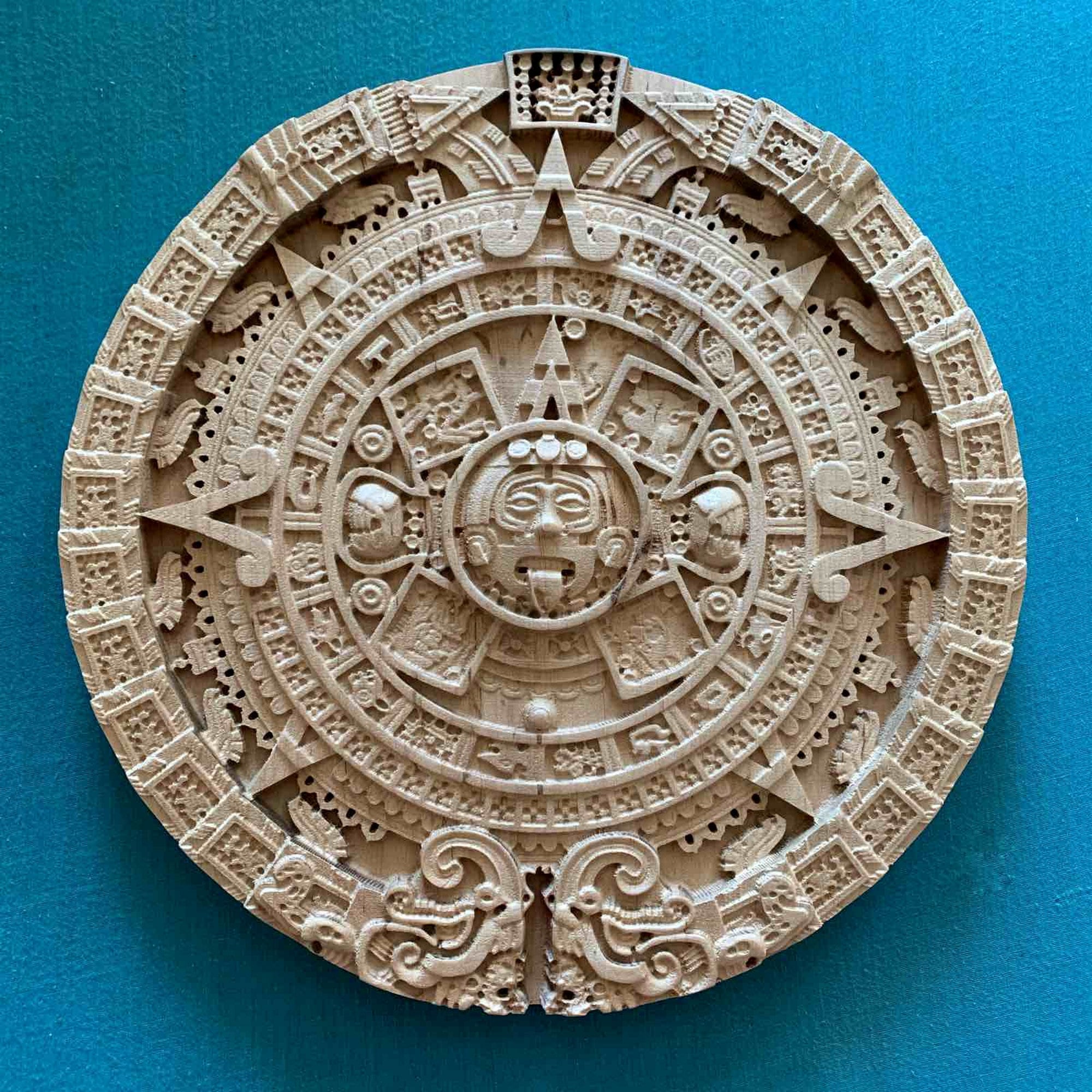 アステカカレンダー 金属製皿 直径約30cm アステカカレンダー