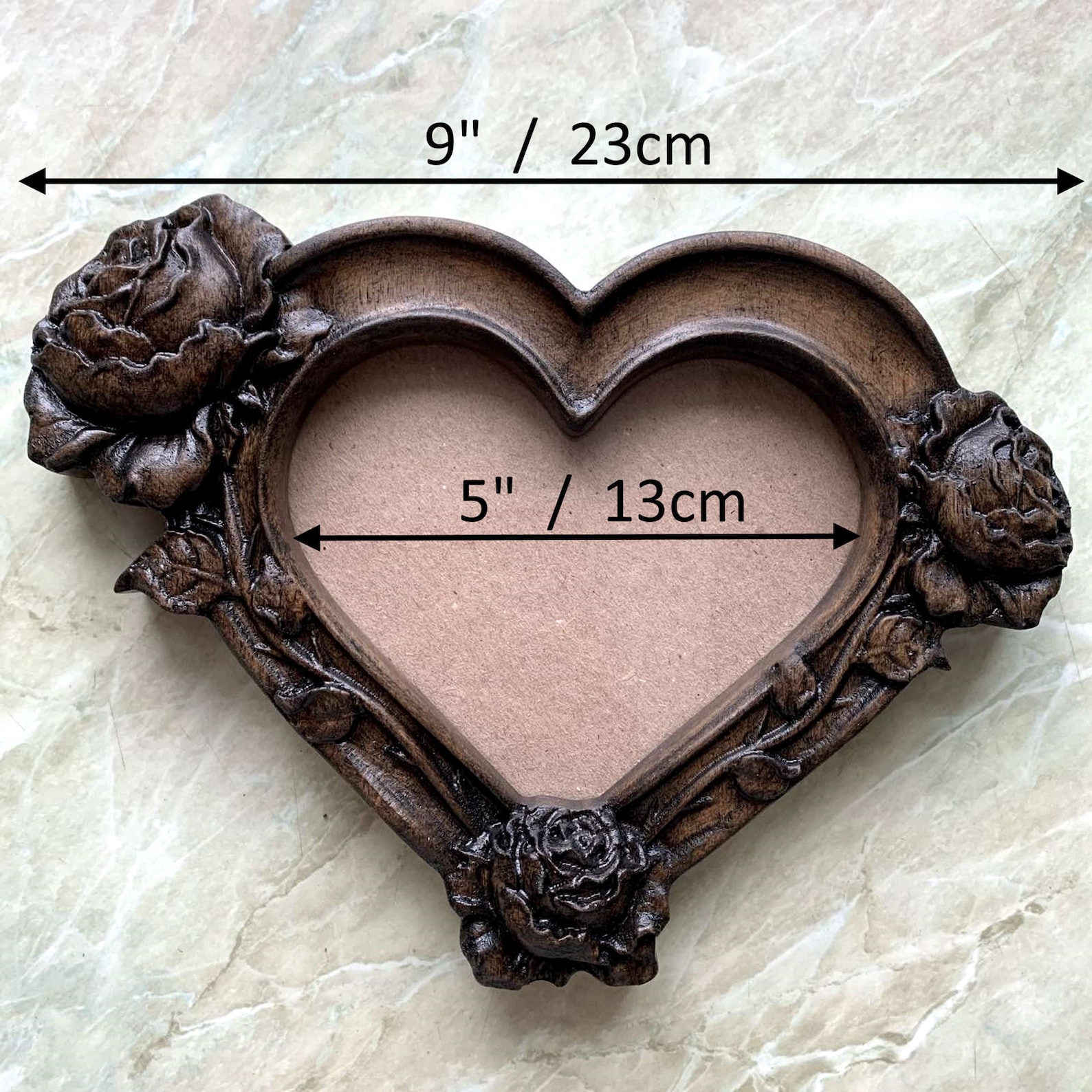 Wooden Heart Shaped Photo Picture Frame With Roses Wood Etsy
