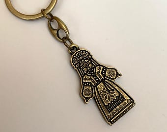 Motanka Doll Keychain Double-Sided, Slavic Amulet Key Ring, Protective Charm, Folk Art Keychain, Metal motanka doll, Goddess of the Family