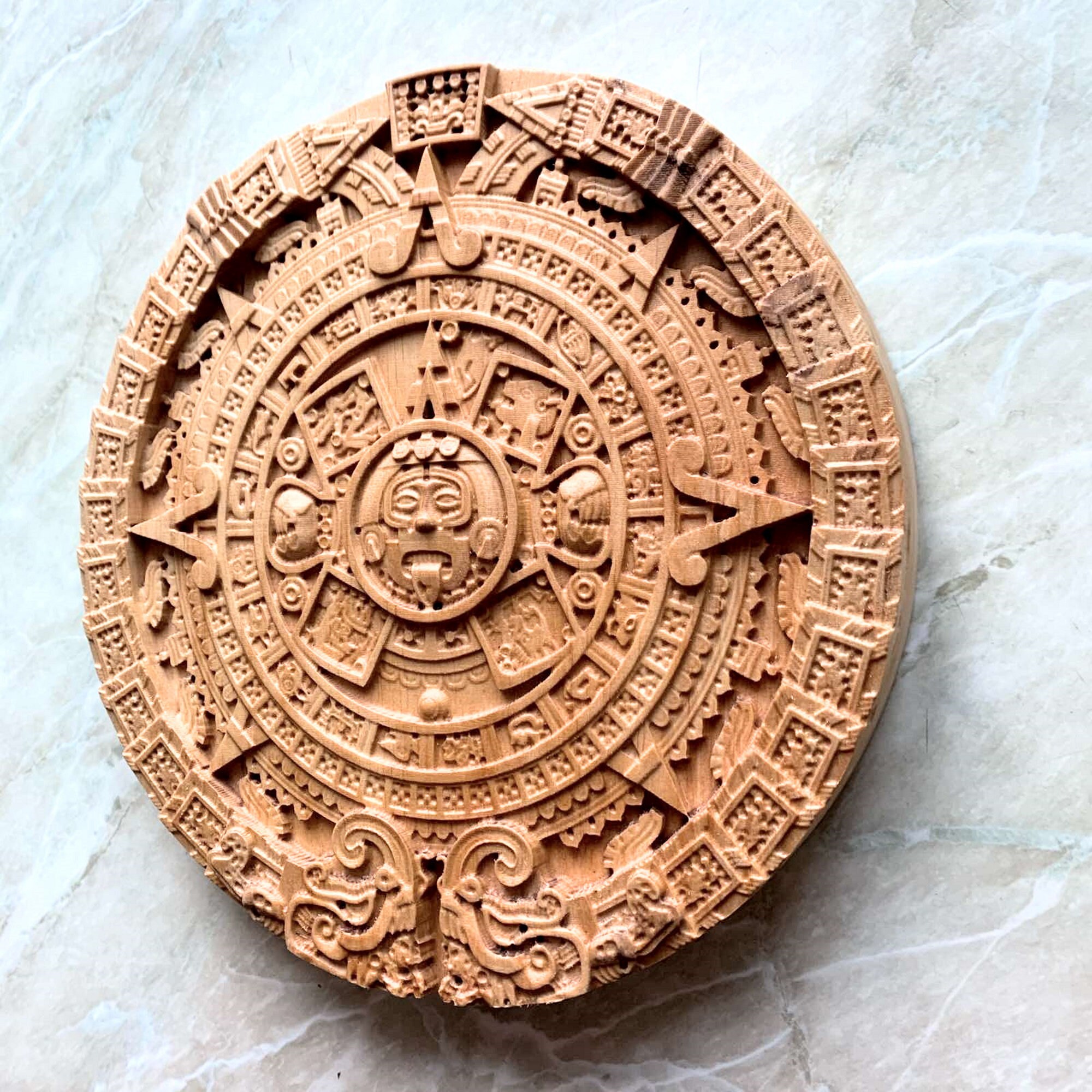Aztec Mayan Calendar Carved Wood Picture 8 Diameter Etsy Free Nude 