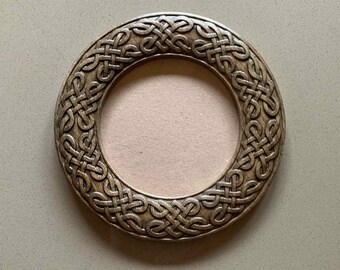 Celtic Large Picture Photo Frame 7x7 inches wall mount frame, Carved wooden frames, Viking decor, Cabin rustic home decor. Celtic wall art
