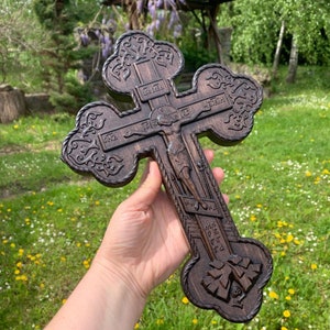 Wooden Crucifix, Jesus Christ, Carved Wooden Cross, Catholic Cross Wall Art Decor, Hanging Cross Wall, Christian Cross