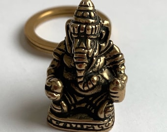 Ganesha Keychain Metal, Hindu Elephant God Key Ring, Good Luck Charm