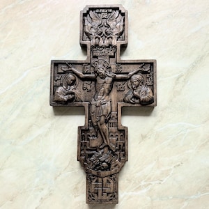 Jesus on Cross Religious Wall Art, Crucifix Wooden Carved Christian Decor, Wooden Crosses Wall Decor Religious
