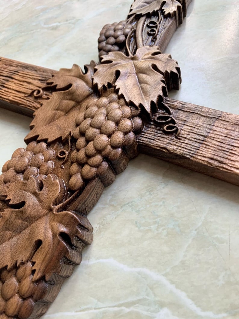 Vine Cross Orthodox Wooden Carved Christian Cross Decor First Etsy