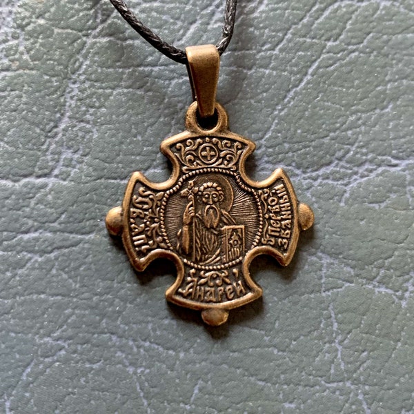 Saint Andrew Religious Cross Pendant Necklace, Apostle First-Called Christian Charm, Gift for fishermen, Religios Gift