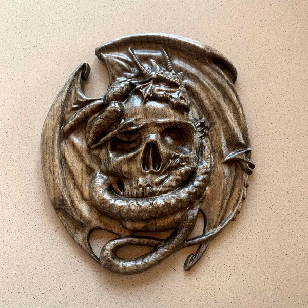 Wood Skull Carving Etsy