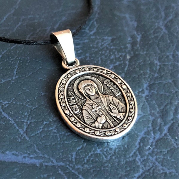 Saint Sophia (Wisdom) the Martyr Icon Necklace. Saint Sophia of Rome Christian Charm. Martyr Sophia Pendant. Religious Medal