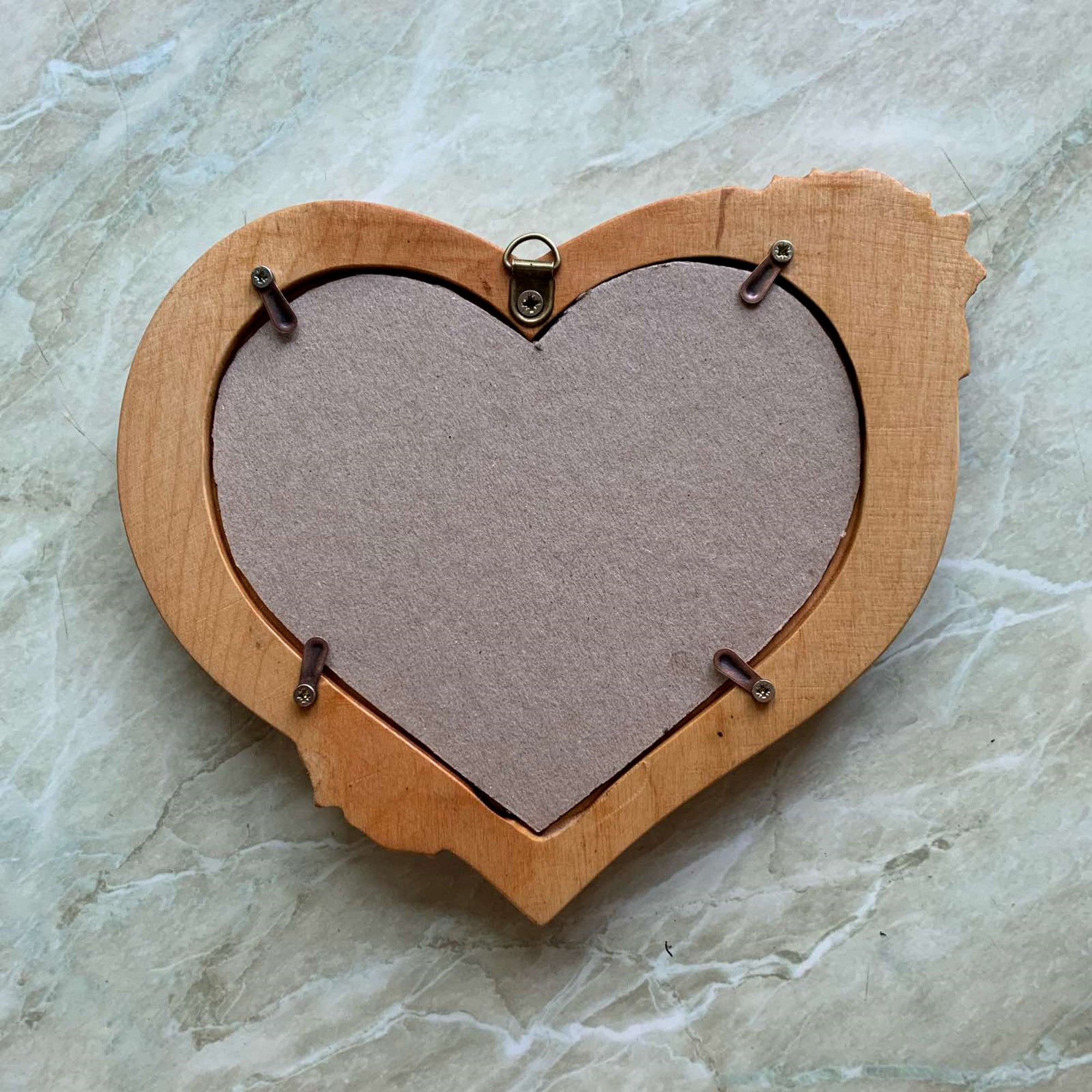 Wooden Heart Shape Photo Picture Frame Wood Carving Handmade Etsy