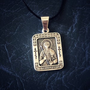 Saint George the Victorious Pendant Icon Necklace. St George Religious Icon. Сhristian Necklace Сharm