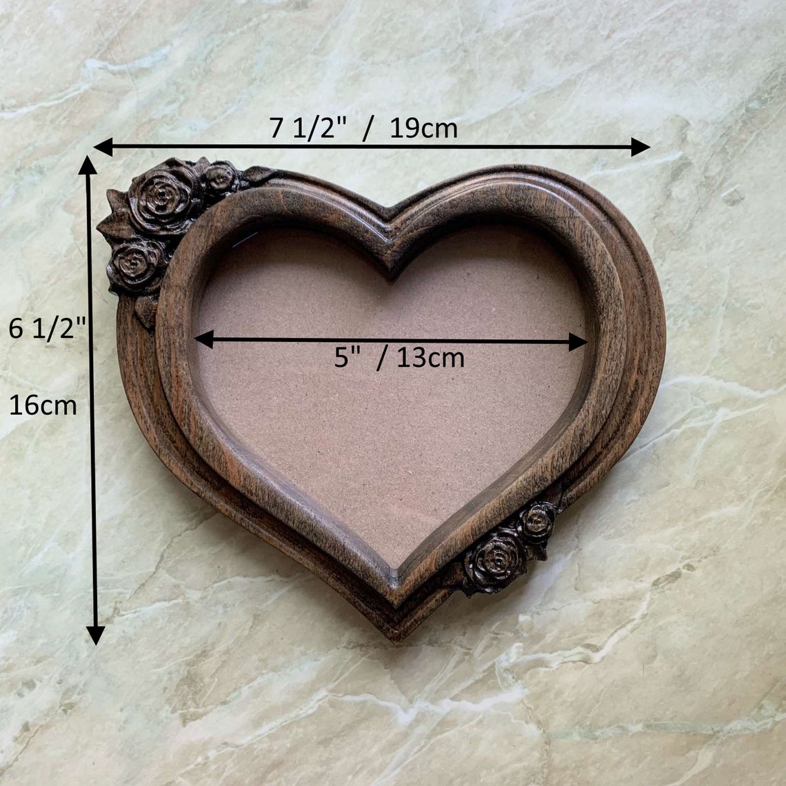 Wooden Heart Shape Photo Picture Frame Wood Carving Handmade Etsy
