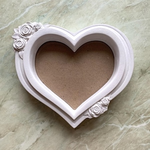 White Floral Wooden Heart Shaped Photo Picture Frame Wall Mounted, Wood Carving, Love 5th Wedding Anniversary, Valentine's Day gift.