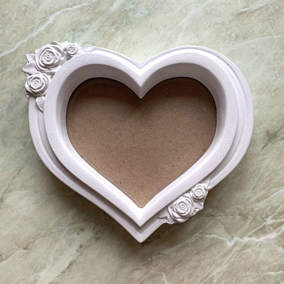 Cornice per foto a forma di cuore in legno floreale bianco montata a  parete, intaglio del legno, amore 5 anniversario di matrimonio, regalo di  San Valentino. -  Italia