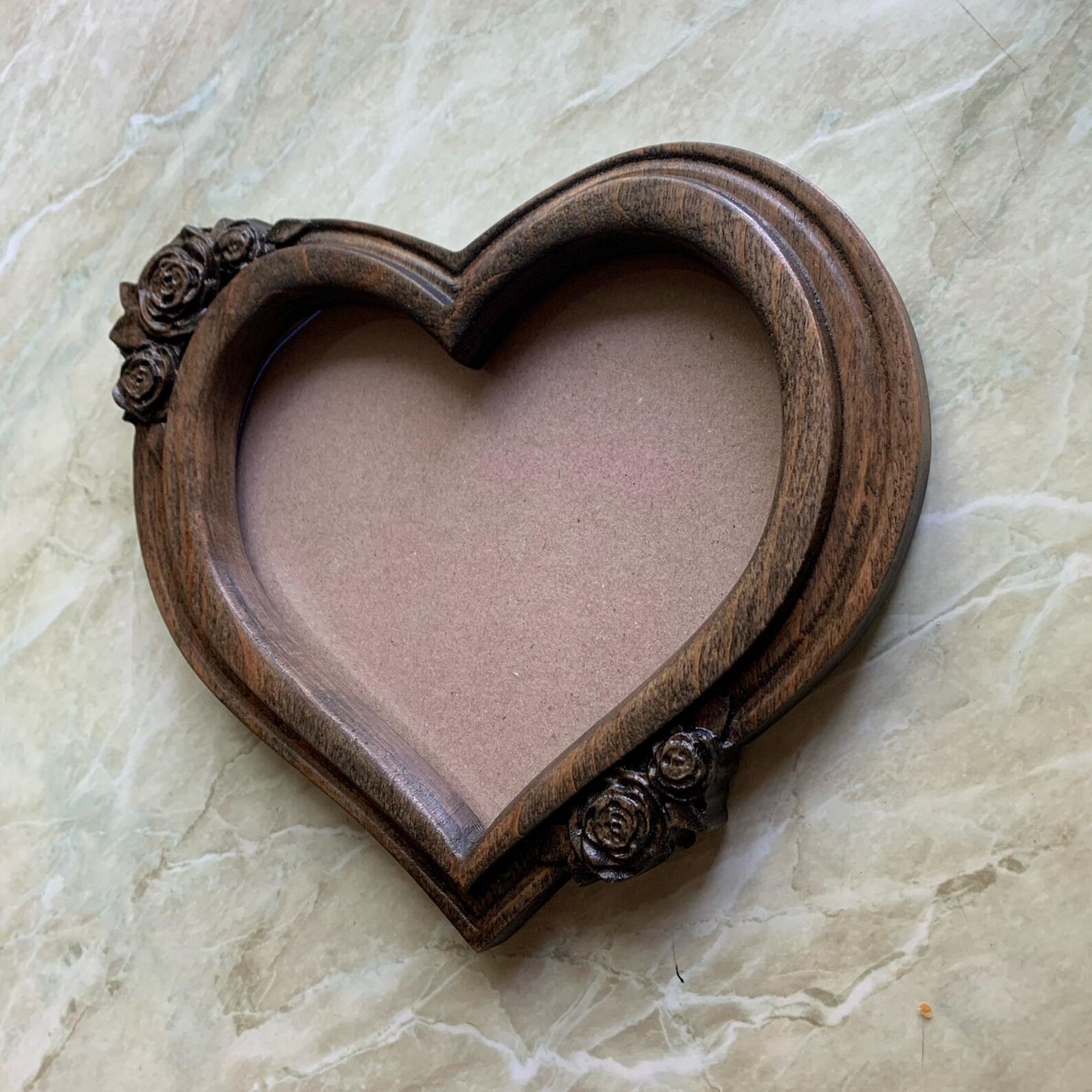 Wooden Heart Shape Photo Picture Frame Wood Carving Handmade Etsy