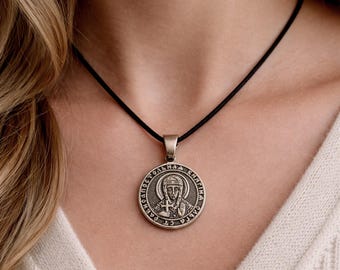 Saint Olga Icon Necklace, Religious Christian Pendant