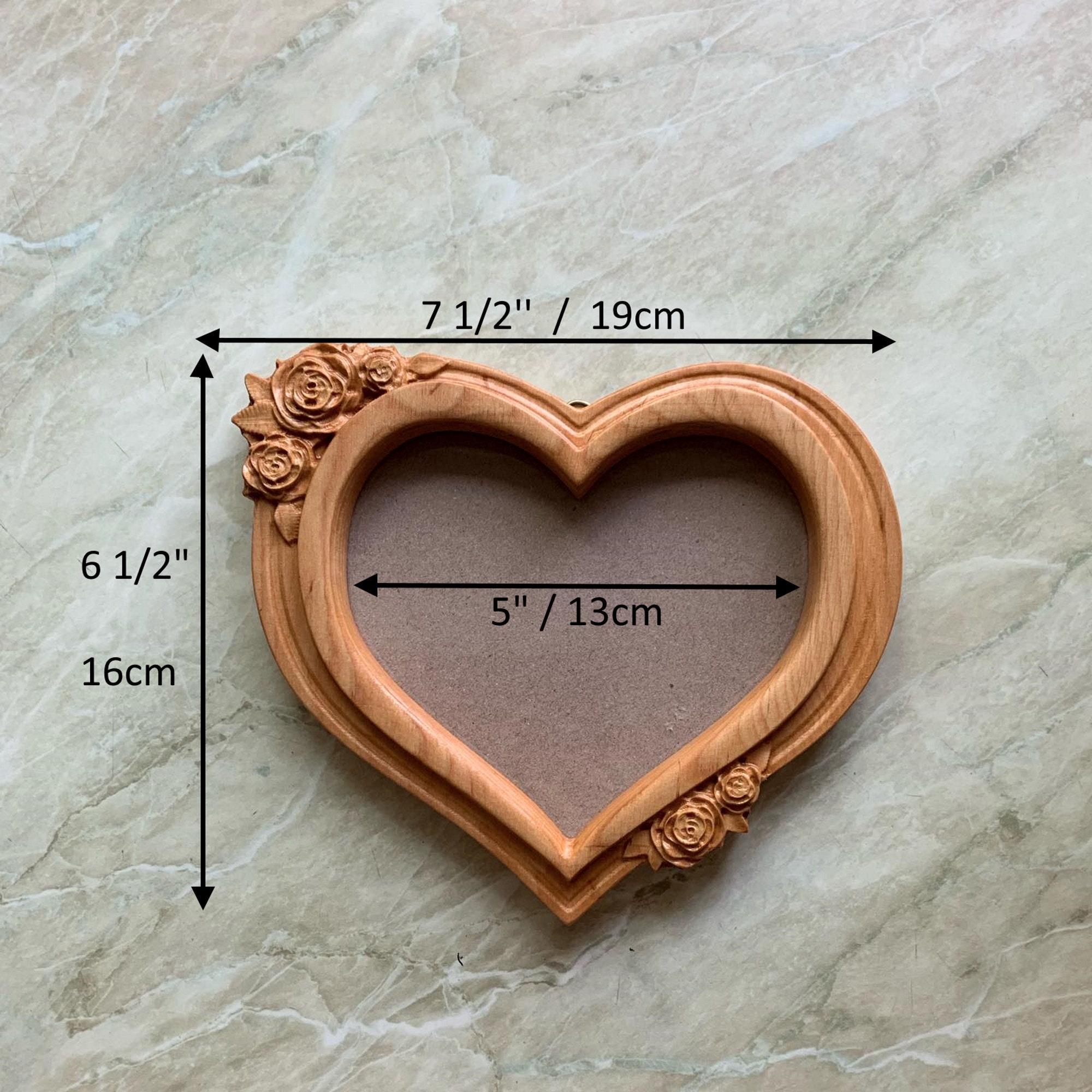 Wooden Heart Shape Photo Picture Frame Wood Carving Handmade Etsy