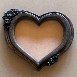 Floral Wooden Heart Shaped Photo Picture Frame Wall Mounted, Wood Carving, Love 5th Wedding Anniversary, Valentine's Day gift.