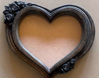 Floral Wooden Heart Shaped Photo Picture Frame Wall Mounted, Wood Carving, Love 5th Wedding Anniversary, Valentine's Day gift.