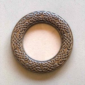 Round celtic picture frame, 5x5 inches wall mount frame, Carved wooden frames.