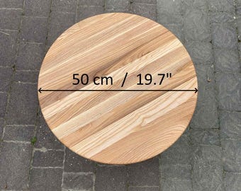 19.7" Round coffee table top, Solid Ash Wood, Oiled Finish, TABLE TOP ONLY