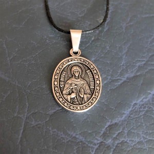 Saint Alevtina (Valentina) Icon Necklace. Holy martyr Alevtina of Caesarea Сhristian Сharm. Female Orthodox Saints. Religious gift.