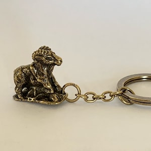 Goat Keychain. Gift for Born in the Year of the Goat. Squishmallow Goat. Accessories Solid Brass. Decor Miniature Figure.