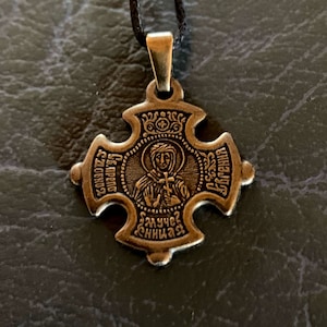 Saint Eugenia cross pendant. Religious Necklace. Eugenia the Righteous Nun-martyr of Rome Christian Charm. Confirmation gift.