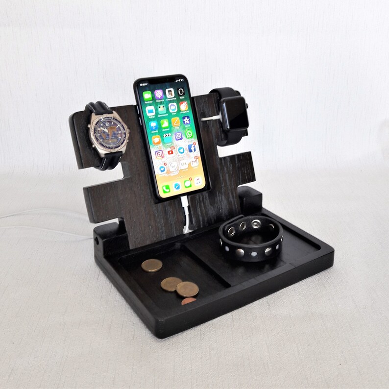 Apple charging station organizer. Bedside charging station. Etsy