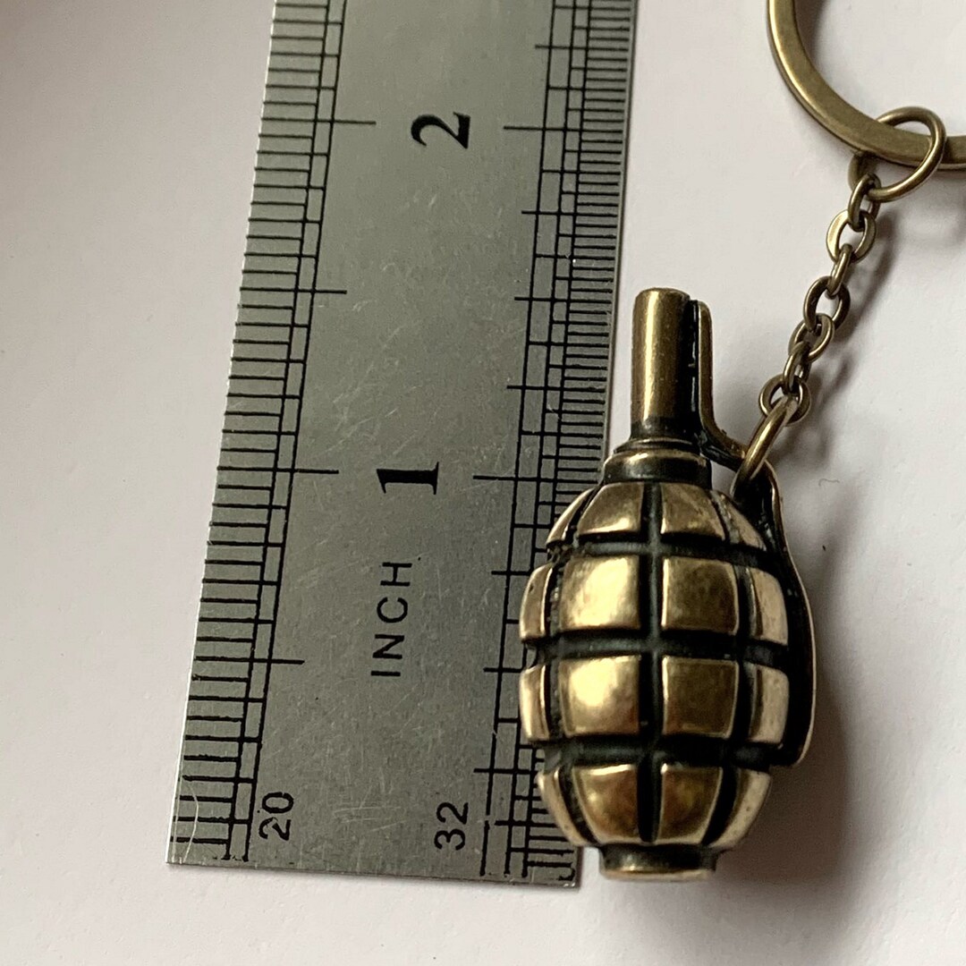 Hand Grenade Metal Keychain for Men, Army Military Pendant Style