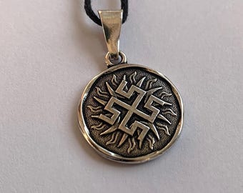 Slavic amulet Bogovnik Double-sided Metal Silver plated, Small Metal Talisman, amulet jewelry.