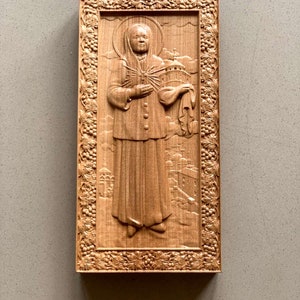 Saint Matrona the Righteous Wonderworker of Moscow Orthodox Wooden Carved Icon, Holy Blessed Matrona, Gift for Believer
