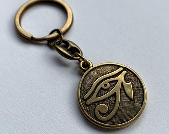 Horus öga nyckelring, bronsamulett, forntida egyptisk gåva