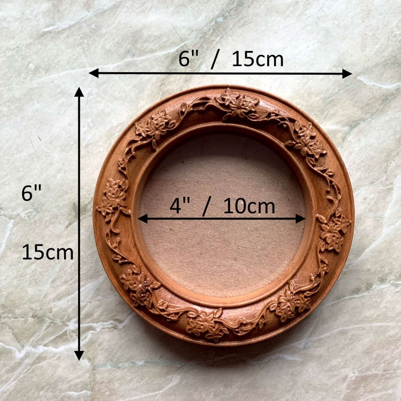 Small Picture Frame Round Photo Frames Decorative Floral Etsy