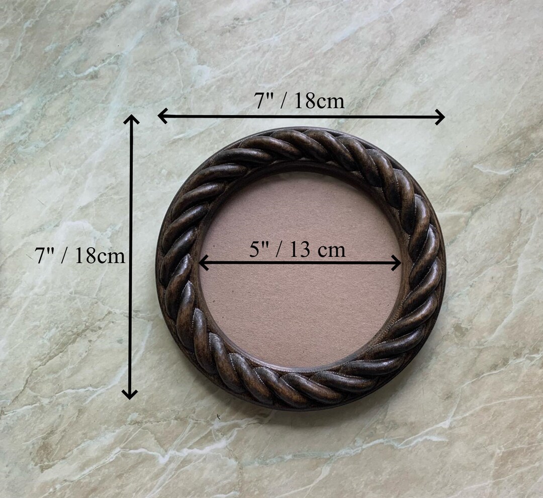 Round Photo Frame Wall Mounted, Home Decor, Frame Solid Wood Circle