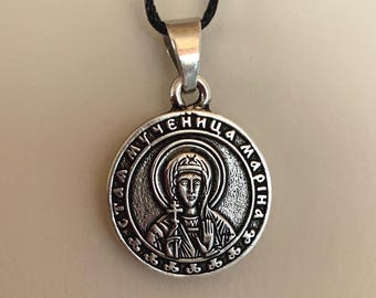 Colgante de Santa Marina, collar cristiano ortodoxo plateado, regalo religioso