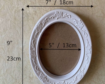 Oval Floral Ornament Photo Picture Decorative Frame Carved Wood Wall Mounted Home Decor White Frames