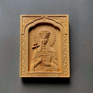 Saint Helena the Empress, Equal to the Apostles Wood Carvings Wooden Icon, Religious gift