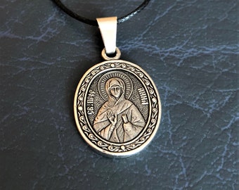 Pendentif sainte Anne, médaille sainte Anne la prophétesse, collier icône. Charme chrétien Anne la prophétesse. Cadeau religieux.