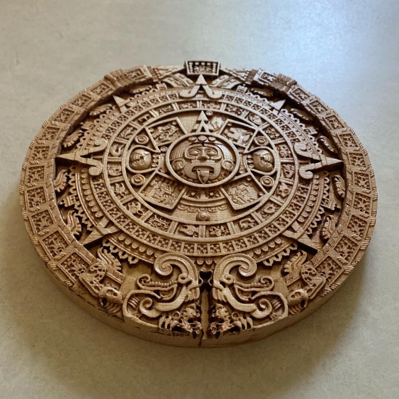 Aztec Mayan Calendar carved wood picture. 8 Diameter Etsy