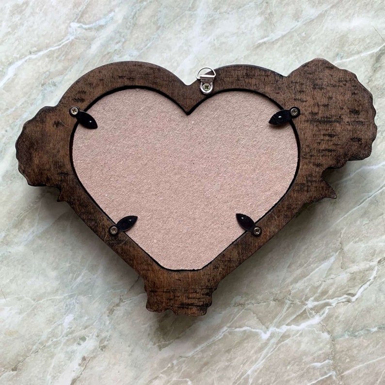 Wooden Heart Shaped Photo Picture Frame With Roses Wood Etsy