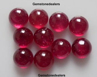 1PC Natural RUBY glass filled 8mm Cabochon Round 8mm red ruby glass filled Cabochon Round 8mm Precious Round Gemstone