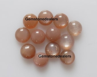 6MM Natural PEACH moonstone round 6mm Cabochon Round moonstone Cabochon Round Cab Quality Smooth Polish 6mm Round Gemstone Smooth Cabochon