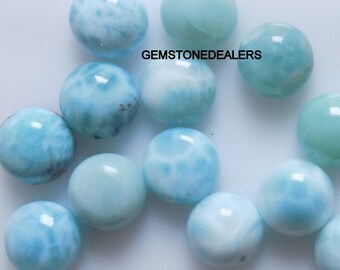 Natural LARIMAR 10mm Cabochon Round  10x10mm Blue Larimar Cabochon Round 10mm Cab Quality Smooth Polish 10mm Round Gemstone Smooth Cab