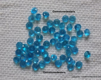 10 piezas de topacio azul suizo natural de 2 mm, redondo, tallado facetado, piedra preciosa de 2 mm de calidad AAA, topacio azul suizo redondo de 2 mm, tallado facetado