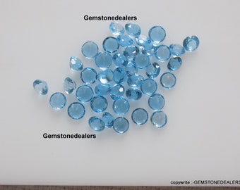 10pc 2.50mm NATURAL SWISS topacio redondo facetado corte piedra 2.50mm calidad AAA piedra preciosa azul suizo topacio redondo 2.50mm piedra preciosa corte facetado